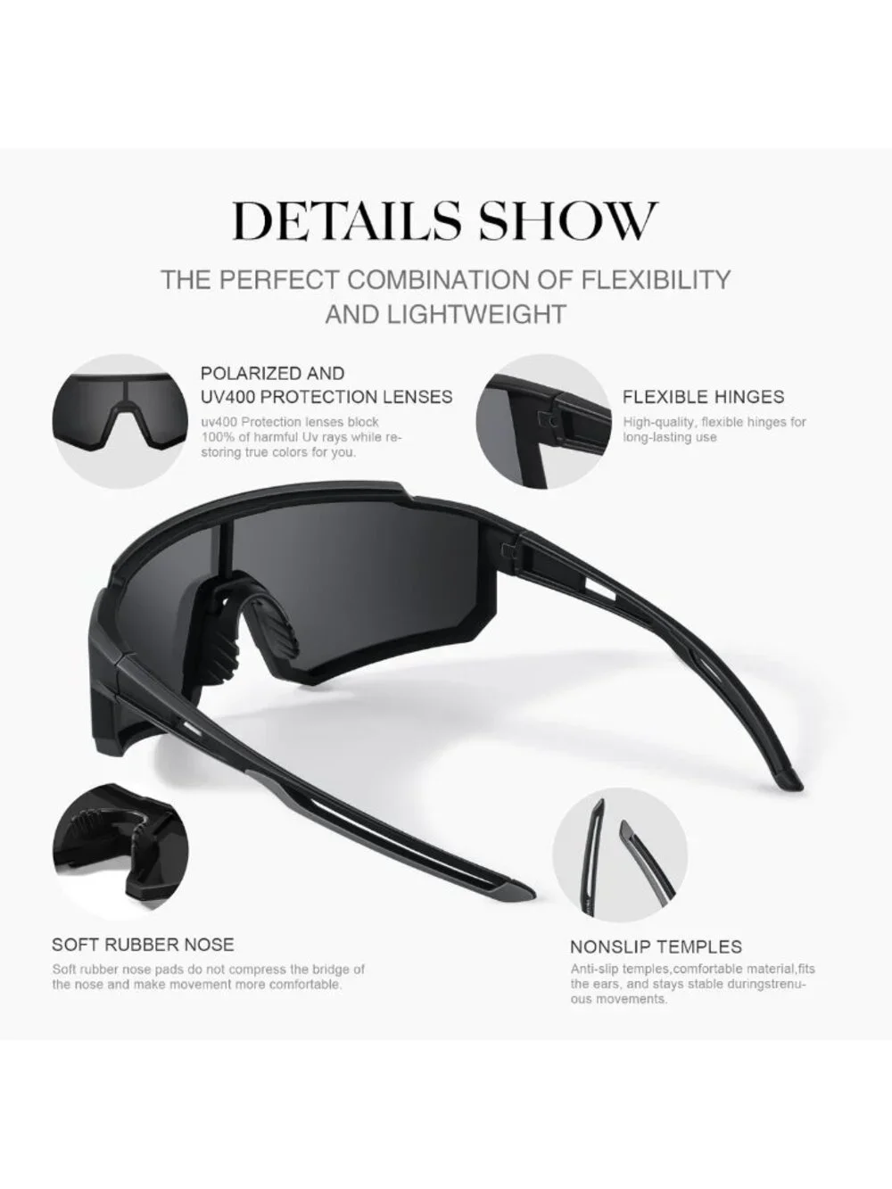 Lightweight Polarized Sport Sunglasses for Men & Women - UV Protection for